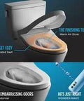 Round Electric Bidet Seat With Hands Free Auto Lid And Soothing Warm Water Rinse Easy Push Panel Slim Eco Smart Design Level Up Your Daily Wash Setup For No Fuss Comfort Cotton White features a heated seat and warm air dryer.