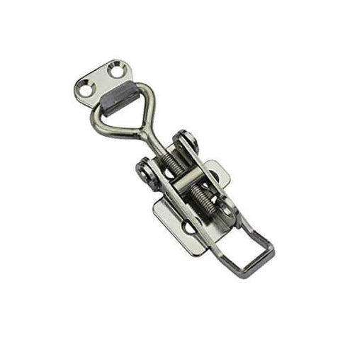 Adjustable 75 To 95mm Stainless Steel Cabinet Latch Lock With Lever Handle Toggle No Fuss Easy Install And Solid Locking Mechanism Heavy Duty Buckle Style For Secure Cabinets 2 Pack SYINE SK-1S, showing a front view of the metal latch with visible toggle.
