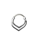 Silver Tone 16 Gauge 316L Stainless Steel Triple V Shape Hinged Segment Clicker Ring With Brass Accents 8mm Diameter