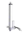 Built Tough 12V DC Electric Linear Actuator With Eight Inch Stroke And Three Hundred Newton Load Racing At One Point Two Inches Per Second For Knockout Ip45 Aluminum Automation Performance, showcasing its aluminum body and motor.