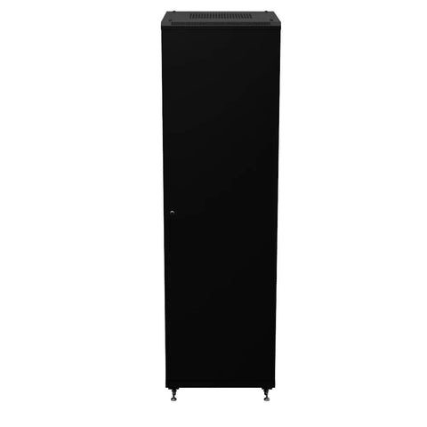 Tough As Nails 42U Network Cabinet 19 Inch AV Server Rack in black, featuring a lockable door and smooth rolling casters.