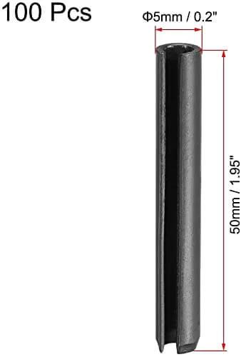 Slotted Spring Pin Assortment Kit 5Mm By 50Mm Plain Finish 65Mn 100 Pieces For Small Machine Projects Precision Positioning