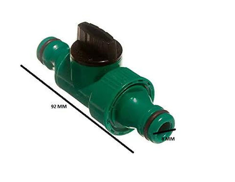 12 Pack Heavy Duty Quick Fix Double Male Hose Fittings With Integrated Shut Off Valve Connector For 12mm Standard Garden Tubing Green Plastic with valve handle.