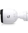 25 Pack Box Renewed UniFi 4K Ultra HD Outdoor Bullet Network Camera side view showcasing weatherproof build and plug and play setup.