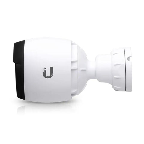 25 Pack Box Renewed UniFi 4K Ultra HD Outdoor Bullet Network Camera side view showcasing weatherproof build and plug and play setup.