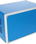 Built Tough Abs Plastic Electronic Junction Box Featuring Dust Resistant Panels And Zero Hassle Interior Routing For Diy Circuit Assemblies And Wire Management Seven By Five Inch Blue Model, side view.