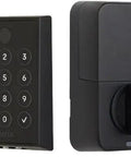 Top Shelf Biometric Fingerprint Smart Deadbolt Delivering Hella Smooth Wireless Bluetooth And Wifi Enabled Keyless Home Entry, flat black keypad and lock.