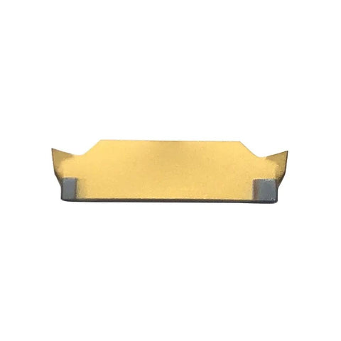 MGGN200 JM Carbide Grooving Inserts Tin Coated For Steel Parts Turning Lathe, single insert close-up showing tin coating and precision design.