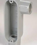 2 Inch Style LL Compact Flanged Aluminum Conduit Body Straight Shot Layout For Tight Spots Job Site Ready Heavy Duty Electrical Fitting in gray