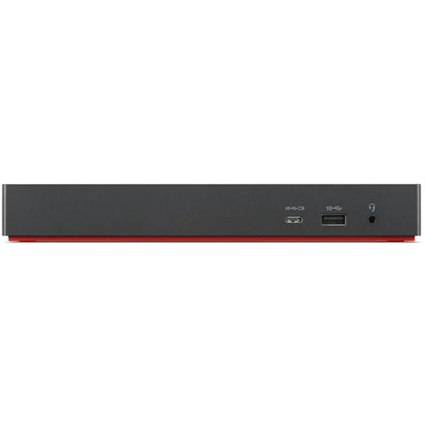 Boss Level USB C Dock With Crisp Mini Speaker For Seamless Workspace Flex And Lightning Fast Data Sync Supporting Quad 4K Monitors Or Single 8K Screen Plus Rapid Power Delivery And Rock Solid Build, side view showing ports.