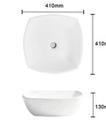 Bathroom Sink Bathroom Vessel Sink Household Ceramic Wash Basin Hotel Countertop Basin Ceramic Vessel Sink Square Art Basin Bathroom Sink Vessel top and side view image with dimensions.