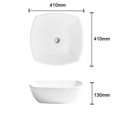 Bathroom Sink Bathroom Vessel Sink Household Ceramic Wash Basin Hotel Countertop Basin Ceramic Vessel Sink Square Art Basin Bathroom Sink Vessel top and side view image with dimensions.