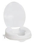 Raised Toilet Seat With Lid, White, 2.5 Inch Lift For Easy On And Off, No-Brainer Ergonomic Contour For Comfort, Safer Bathroom Access