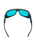 Pro Grade Laser Safety Glasses Offering Hella Secure Coverage Against Red Laser Beams Featuring Top Notch OD4 Plus Filtering And Sweet Clarity For Your Projects viewed from the front showing tinted lenses.
