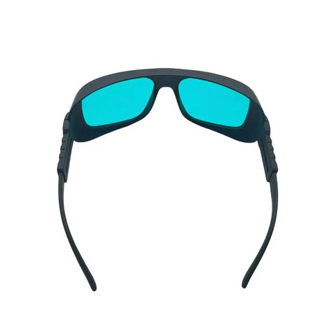 Pro Grade Laser Safety Glasses Offering Hella Secure Coverage Against Red Laser Beams Featuring Top Notch OD4 Plus Filtering And Sweet Clarity For Your Projects viewed from the front showing tinted lenses.