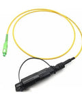 Opti-Tap fiber optic patch cable SC/APC to SC/APC, simplex SMF, yellow 2m LSZH jacket with black inline adapter
