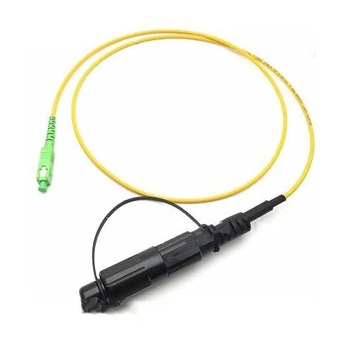 Opti-Tap fiber optic patch cable SC/APC to SC/APC, simplex SMF, yellow 2m LSZH jacket with black inline adapter