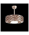 Modern Leafless Ceiling Fan And Led Light Fixture Slick Metallic Body Smooth Operator Airflow System Tough Anti Corrosion Build 110V Quiet Ventilator Golden Brown Choice pendant light with unique woven design.