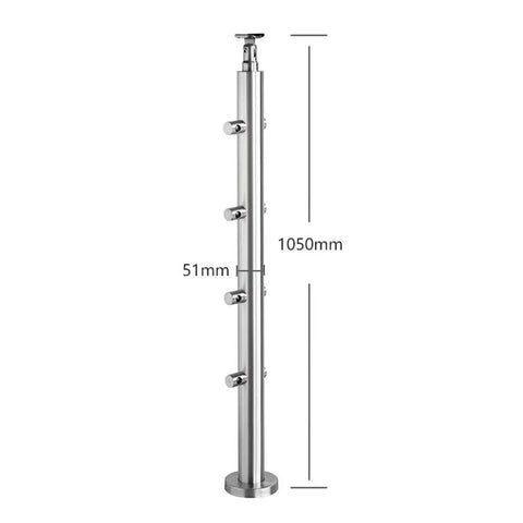Heavy Duty 304 Stainless Steel Cable Railing Posts Built Tough Adjustable Deck Balusters Weather Ready Metal Railing System With Rock Solid Support For Slick Outdoor Porches And Decks, 1050mm tall post with mounts.