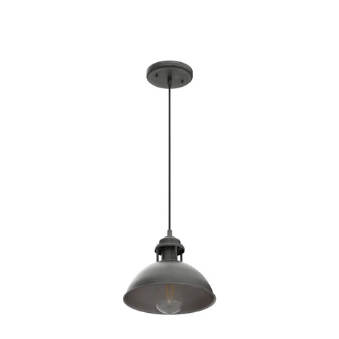 Industrial Silver Brushed Pendant Light With Top Cutouts For Kitchen Island Dining Room And Bedroom, 9.1 Inch Shade Diameter