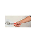 Hand holding Do It All Pliers Wrench Chrome Finish with Smooth Jaws Replaces Metric and Imperial Spanners Zero Backlash