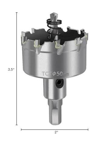 Hole saw, 2-inch carbide-tipped metal with center pilot for thick metal and wood