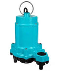 Heavy Duty Submersible Sump Pump With Straight Up Dependable Hella Robust Construction Drop In Ready One Third Horsepower Motor 115 Volt AC, blue cast iron design.