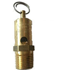 Brass 1/2-inch NPT air compressor safety relief valve with pull ring and threaded end