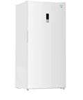17 Cubic Foot Convertible Upright Freezer Garage Ready, white exterior, digital display, ideal for tight spaces.