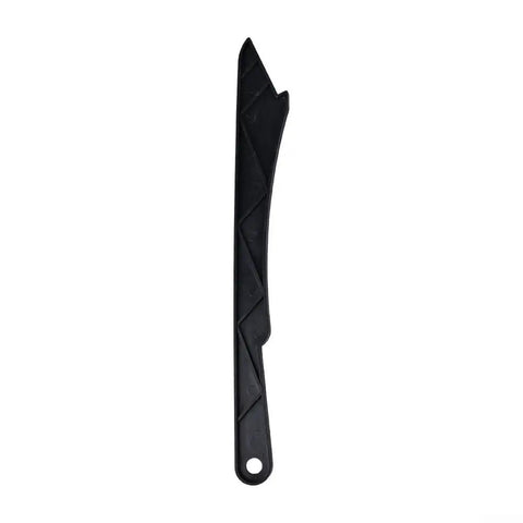 Rock Solid 16 Inch Safety Push Block To Shield Your Digits And Beat Back Kickback On Table Saws Jointers Routers With A Comfort Grip For Easy Workshop Tasks That Truly Safeguard Your Palms While Knocking Out Precision Cuts Whenever You Work, shown from the side, black plastic construction.
