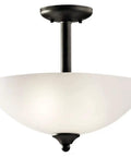 15 Inch Two Light Convertible Inverted Pendant And Semi Flush Light With Satin Etched Glass In Brushed Nickel Finish Dope Modern Vanity Ceiling Fixture For Bathroom Or Powder Room