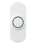 White wireless doorbell button from Plug In Wireless Doorbell Kit With 4000 Feet Of Range And A Loud Flashing Strobe For Home Or Small Biz Easy Install And Hearing Impaired Friendly In Noisy Spots With 433 MHz Signal That Penetrates Walls.