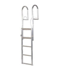 Dockmate retractable dock ladder, marine-grade aluminum, silver with curved top rails
