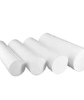 White PTFE Round Rod, 500mm Length, F4 Round Bar, shown in various diameters, solid white plastic rods for precision and industrial use.