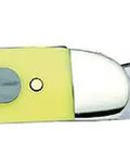 Yellow Fishing Pocket Knife With Tru-Sharp Steel Blades, Long Clip Blade And Scaler With Hook Disgorger