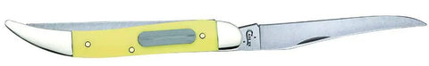 Yellow Fishing Pocket Knife With Tru-Sharp Steel Blades, Long Clip Blade And Scaler With Hook Disgorger