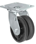 heavy-duty V-groove casters with plate for industrial carts