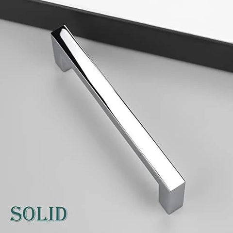 5 Pack Polished Chrome Cabinet Pulls Solid Zinc Alloy Drawer Pulls Square Bar Kitchen Cupboard Handles For 5 Inch Center