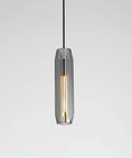 PRTSER 11.8" Modern Pendant Light Fixture with Smoke Gray Crystal Lampshade, sleek design ideal for kitchen island or dining room.