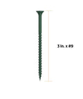 Heavy Duty Three Inch Deck Screws, Number Nine Green Bugle Head With T25 Star Drive For A No Fuss Install, Rock Solid Grip On Rugged Outdoor Wood Builds, 1750 Ct Pack