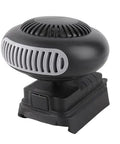 Cordless Battery Powered Space Heater 170 Watt Portable Desk Warmer with 360 swivel head in black.