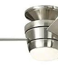 44-Inch Brushed Nickel Flush Mount Ceiling Fan With Remote And Light Kit, 18W LED Module, 3-Blade Design