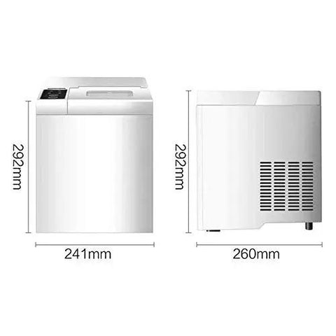 Reliable High Output Countertop Ice Maker Creates Fresh Nugget Ice Automatically With Self Cleaning Mode And Dual Cube Sizes For Effortless Cold Sips And No Sweat Family Gatherings side view dimensions 241mm x 260mm x 292mm