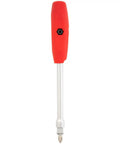 Red handle of Foldable T Handle Tool Kit With 19 Pieces Driver Set For Powersport Includes Metric Sockets 8mm 10mm Phillips bit visible.