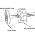 Diagram of 4 Pack 8MM Threaded Spindle Rods For Baby Gates Pressure Mounted Accessory Bolts Kit showing rubber foot and adjustment wheel