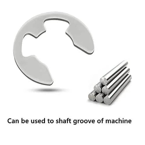 120Pcs 10 Size 304 Stainless Steel E Clip Assortment Kit With External Retaining Snap Rings Circlips For 1.5 To 10 Mm In Durable Plastic Storage Box Pro Grade Shop Must Have shown with shaft groove application