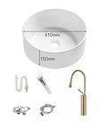 Nordic Vessel Sink - Round Bathroom Washbasin for Countertop, Home Decor, Ideal for Balcony & Pool Areas, Modern Design, & Easy to Clean with accessories.