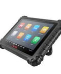 Straight Shot 12V Charger For Autel MaxiSys Pro MS906 MS905 MS908 MS906BT MS906TS Automotive Diagnostic Scanner Power Adapter connected to a rugged tablet.