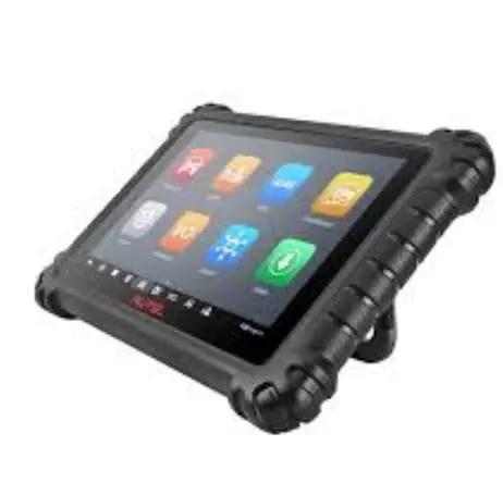 Straight Shot 12V Charger For Autel MaxiSys Pro MS906 MS905 MS908 MS906BT MS906TS Automotive Diagnostic Scanner Power Adapter connected to a rugged tablet.