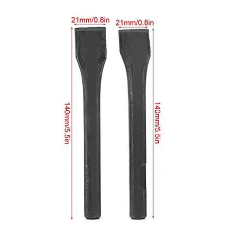 Two 21mm wide by 140mm long steel chisels for Heavy Duty Pneumatic Air Chisel And Industrial Hammer Tool use.